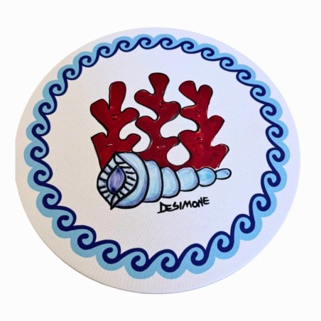 Fabric charger mat Folk coral Ceramiche De Simone Fabric charger mat Folk coral Ceramiche De Simone